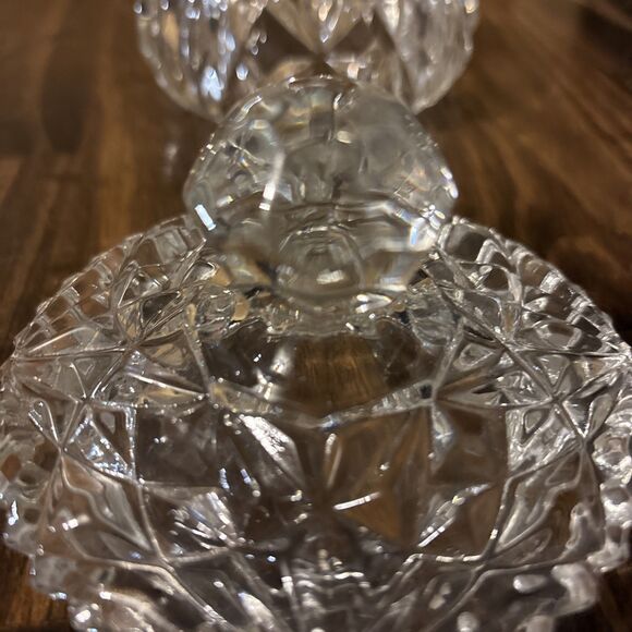 Vintage  Deep Cut Crystal Candy Dish/ Vanity Powder Holder With Lid - Picture 8 of 11